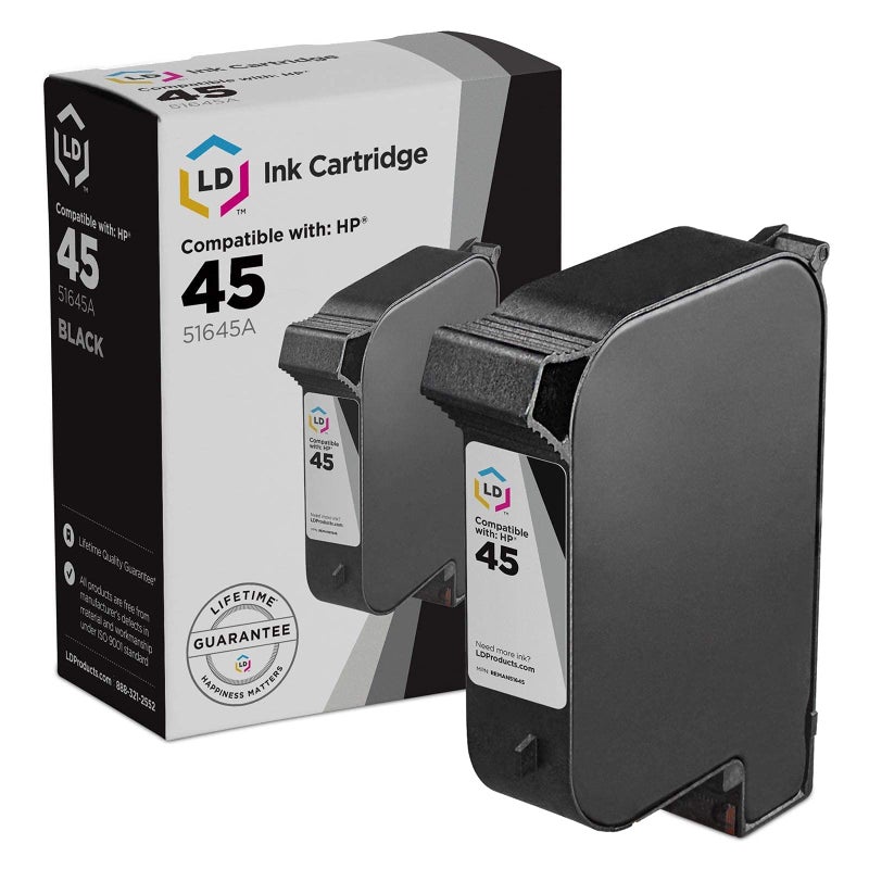 LD Products Remanufactured Replacement Compatible with HP 45 51645A Ink (Black) for PhotoSmart 1000 1100 1100xi 1115 1115cvr 1215 1215vm 1218 1315 1315vm P1000 P1000xi P1100 P1100xi P2100 - Image 1